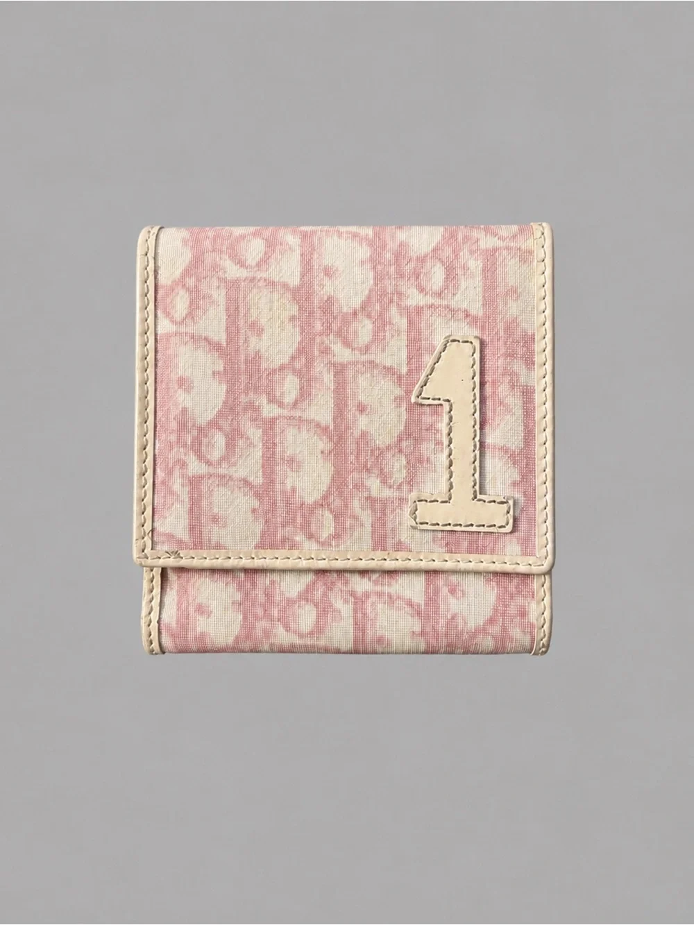 Authentic Christian Dior Trotter “1” Bifold Wallet in Pink/White